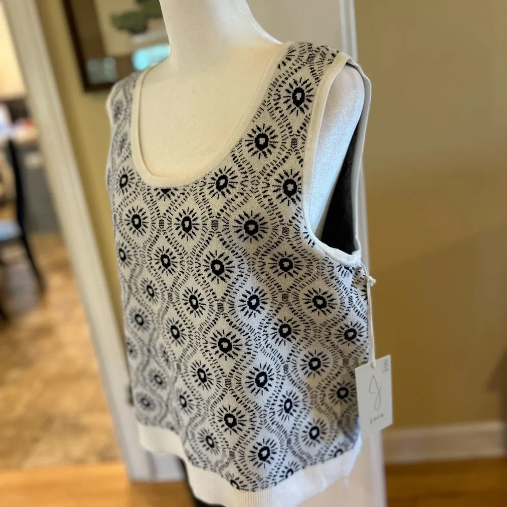 NWT Joie Black & White Patterned Soft Knit Tank Top Sweater